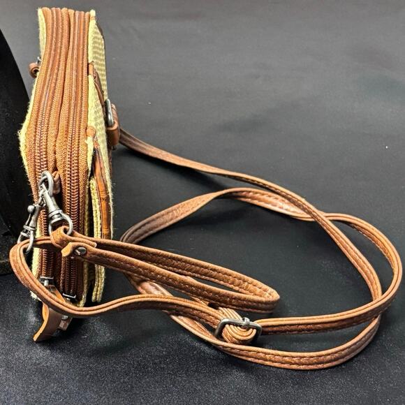 Western Tan & Brown Straw Wallet Purse - Picture 2 of 7